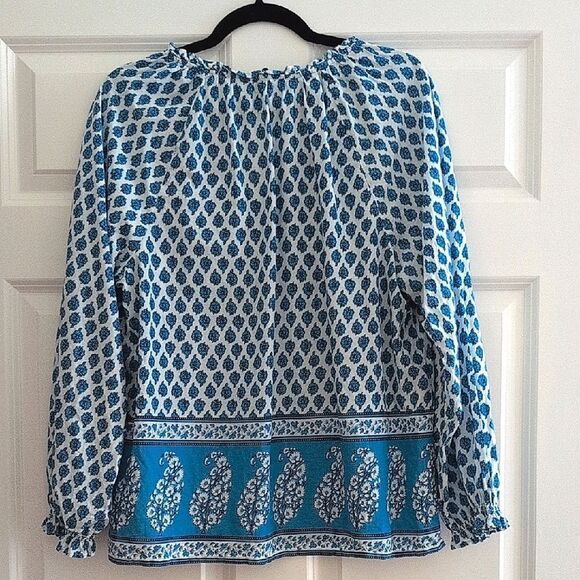 J. Crew Cotton Block Print Artist Blouse Top Size L - Picture 11 of 13